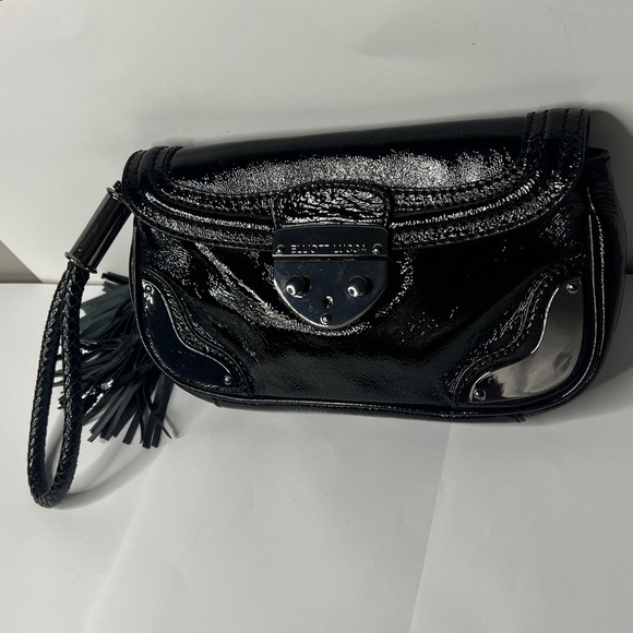 Elliott Lucca Patent Leather Blackened Metal Hardware Wristlet Clutch Bag - New - Picture 2 of 9